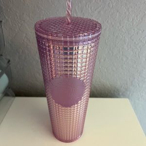 Starbucks pink iridescent grid tumbler